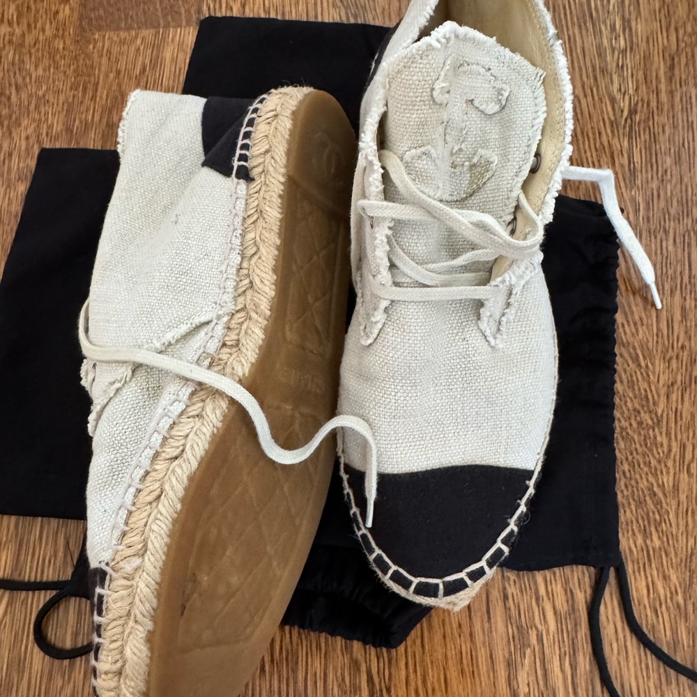 Chic Canvas Espadrille Boots - Black & Cream - Picture 9 of 10